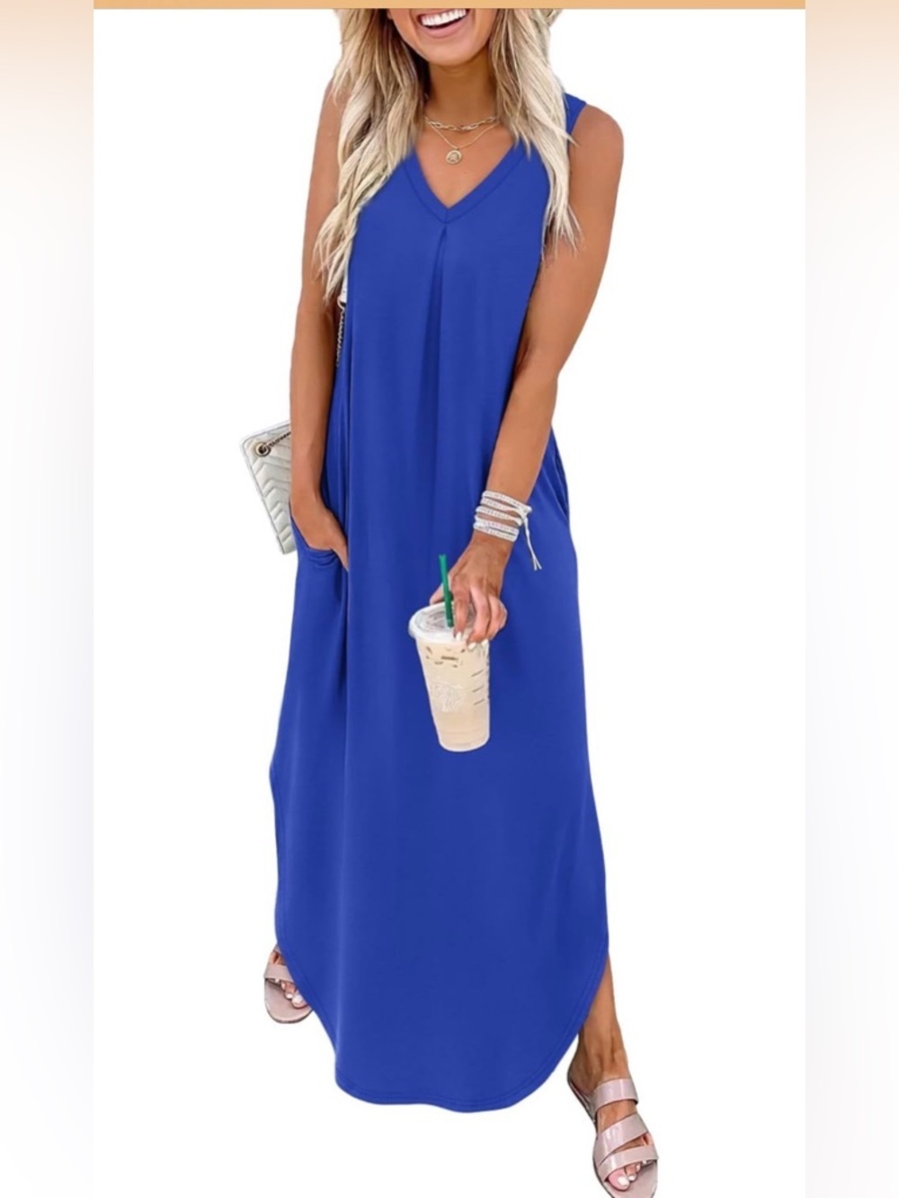 🆕Sleeveless V-Neck Maxi Dress with Pockets